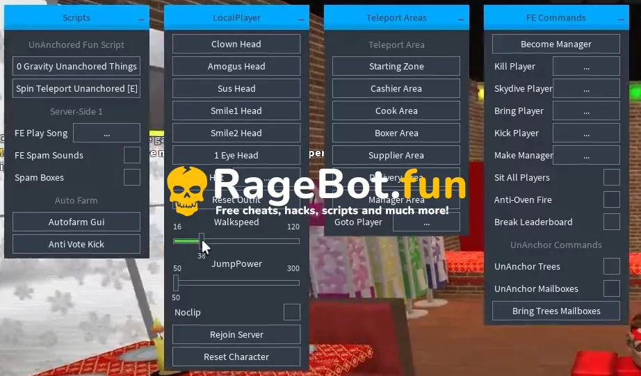 Work At A Pizza Place Roblox - GUI Menu Script